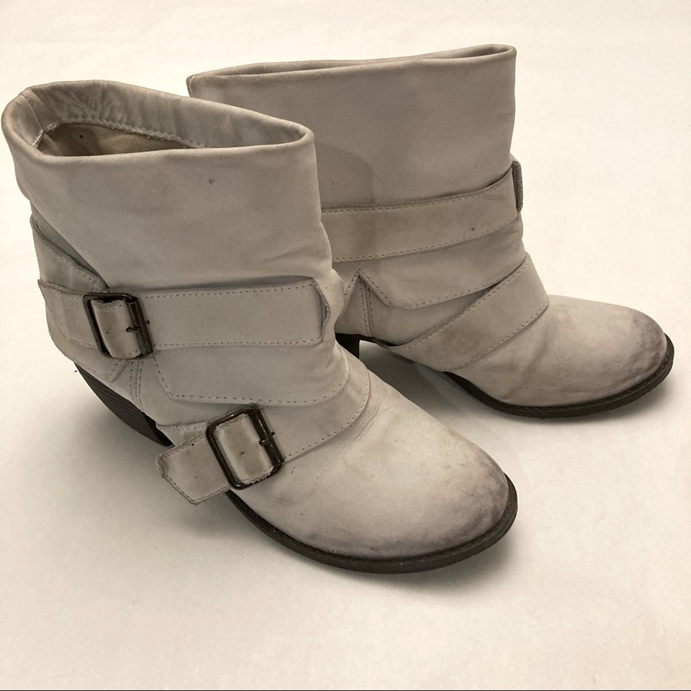 Mia weathered white scrunched ankle boots